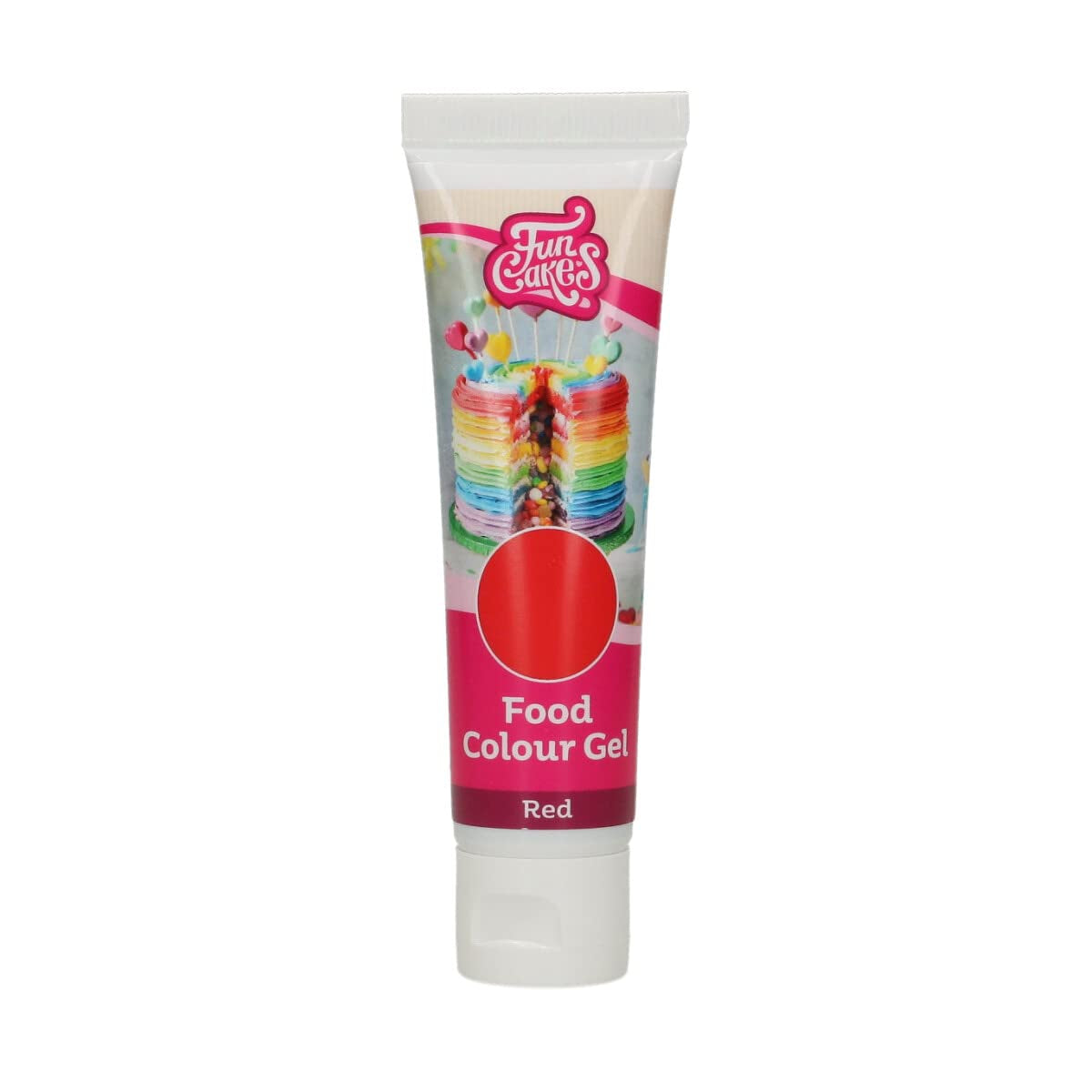Colorante alimentario Funcakes, gel rojo: Colorante alimentario altamente concentrado para masas, natas, fondant y mazapanes. Fácil dosificación. Una sola gota para crear colores vibrantes. Halal. 30 gramos.