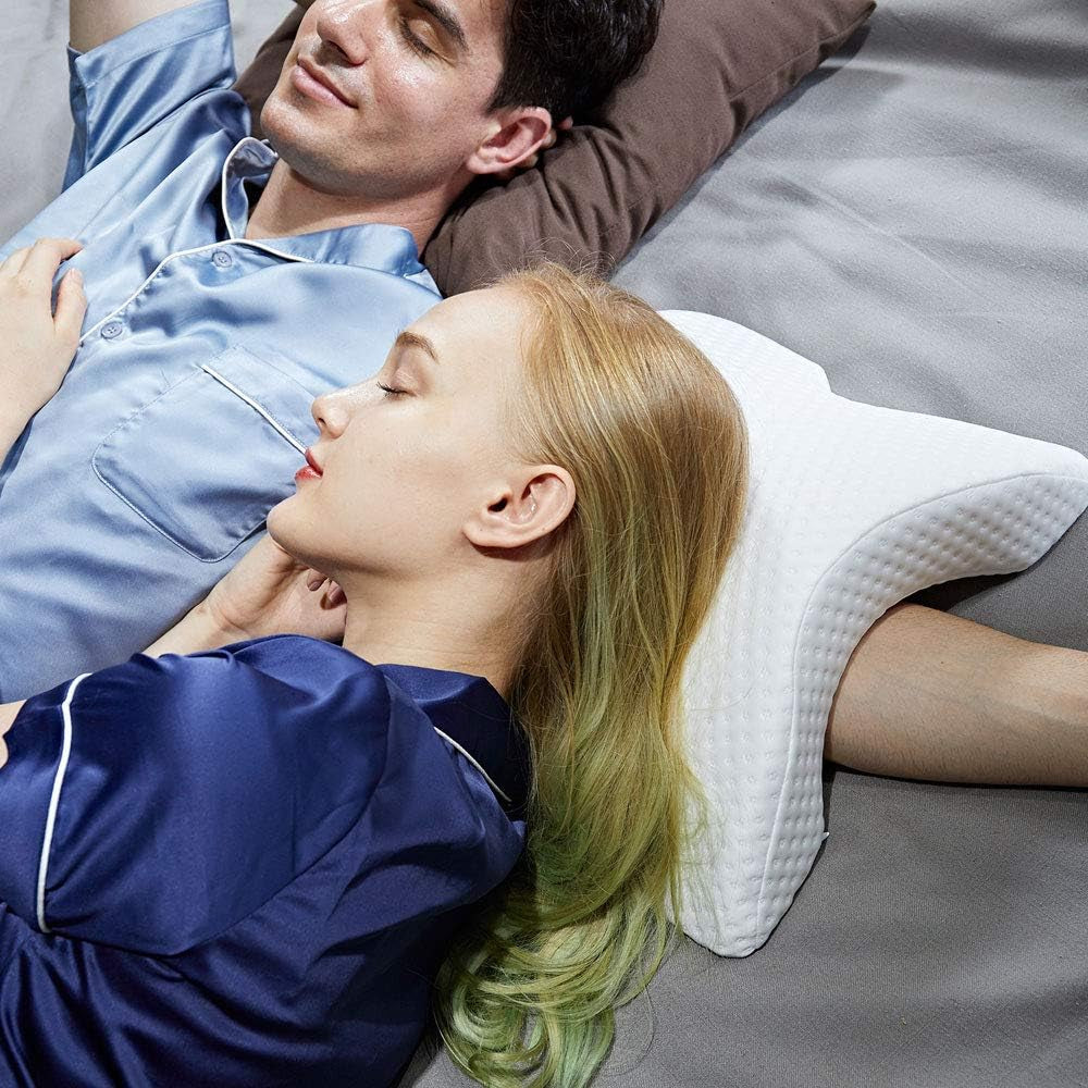 Almohada para dormir de lado para parejas, brazo relajante, almohada de espuma viscoelástica curvada, almohada para el cuello en forma de U, almohada de viaje, almohada de seda de hielo de presión cero, retorno lento para parejas, almohadas ortopédicas cervicales Naty Shop