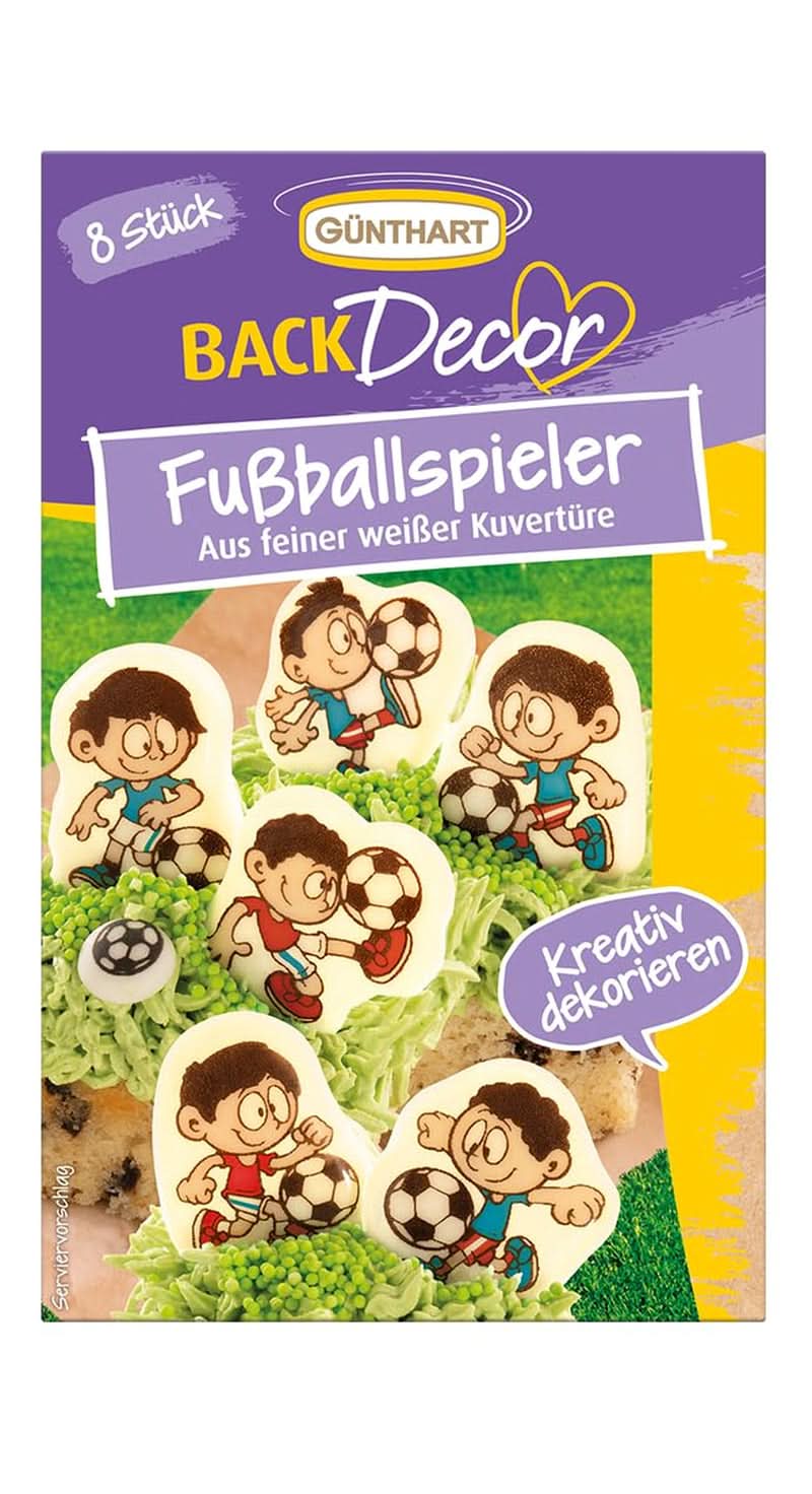 Günthart Backdecor 12 Jugadores y Balones de Fútbol de Azúcar, 21 Gramos Naty Shop Jugador de Fútbol de Chocolate
