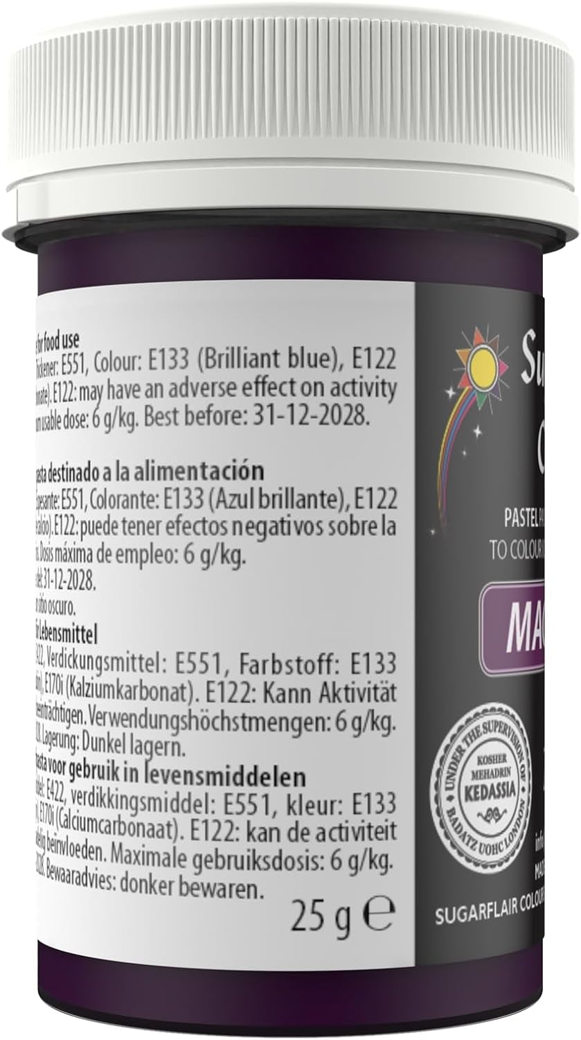 Sugarflair Pasta Food Coloring Pastel Magenta, Colorante alimentario para pasta, fondant y mazapán, colores concentrados espectrales - 25 g