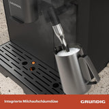 GRUNDIG KVA 6230 Cafetera espresso totalmente automática con espumador de leche, molinillo de acero inoxidable con 13 niveles de molienda, recipiente de granos de 250 g, depósito de agua extraíble de 2 litros, presión de la bomba 19 bar, pantalla táctil, negro