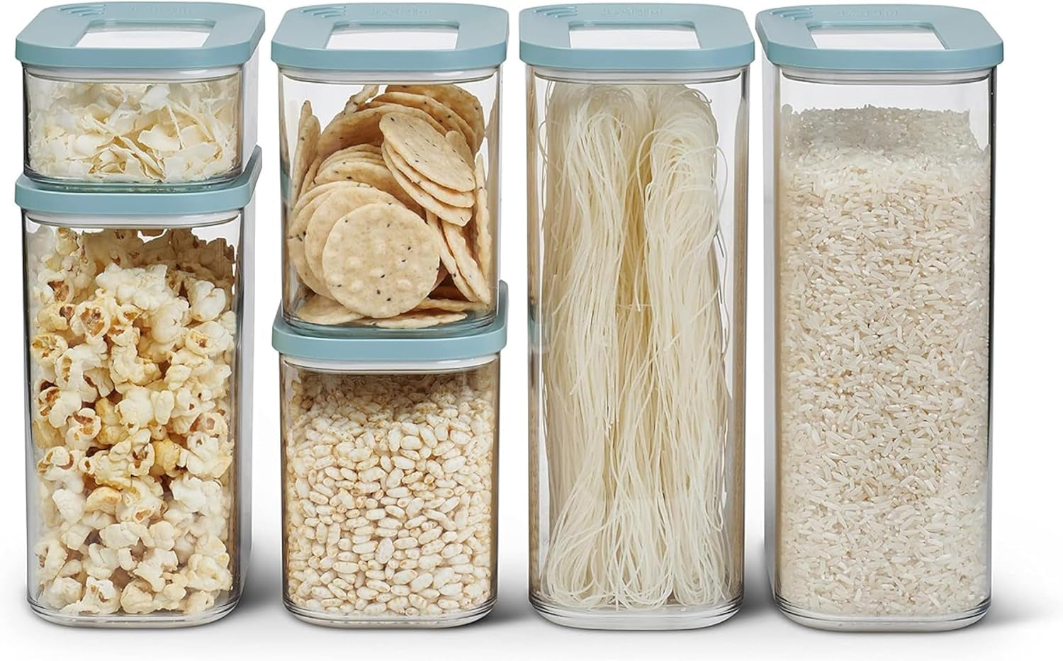 Mepal Juego de 6 Botes de Conservación con Tapa - Recipientes de Comida Rectangulares - Organizador de Cocina de Plástico - Recipientes de Almacenamiento Herméticos - 2x 2000ml, 2x 1000ml, 1x 1500ml y 1x 425ml - Blanco Naty Shop Cajas de Almacenamiento de Alimentos Verde Nórdico Set de 6 Piezas