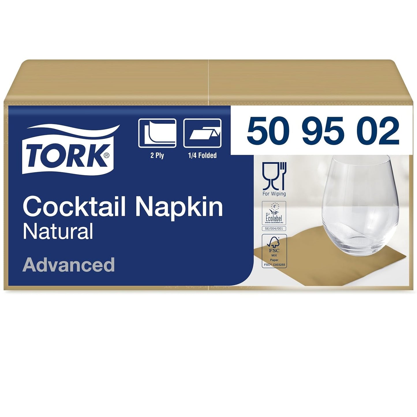 Servilleta de cóctel Tork Nature con símbolo medioambiental preimpreso, 200 servilletas, 509502