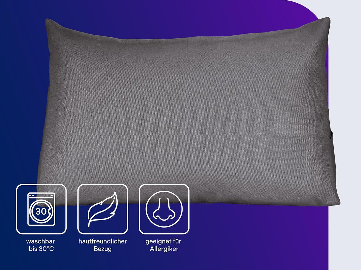 Almohada de lectura Traumnacht Cosy Back Cushion, 70 x 40 cm gris oscuro, funda desenfundable y lavable de 100% poliéster, práctico bolsillo lateral, certificado Öko-Tex, fabricado según los estándares de calidad alemanes