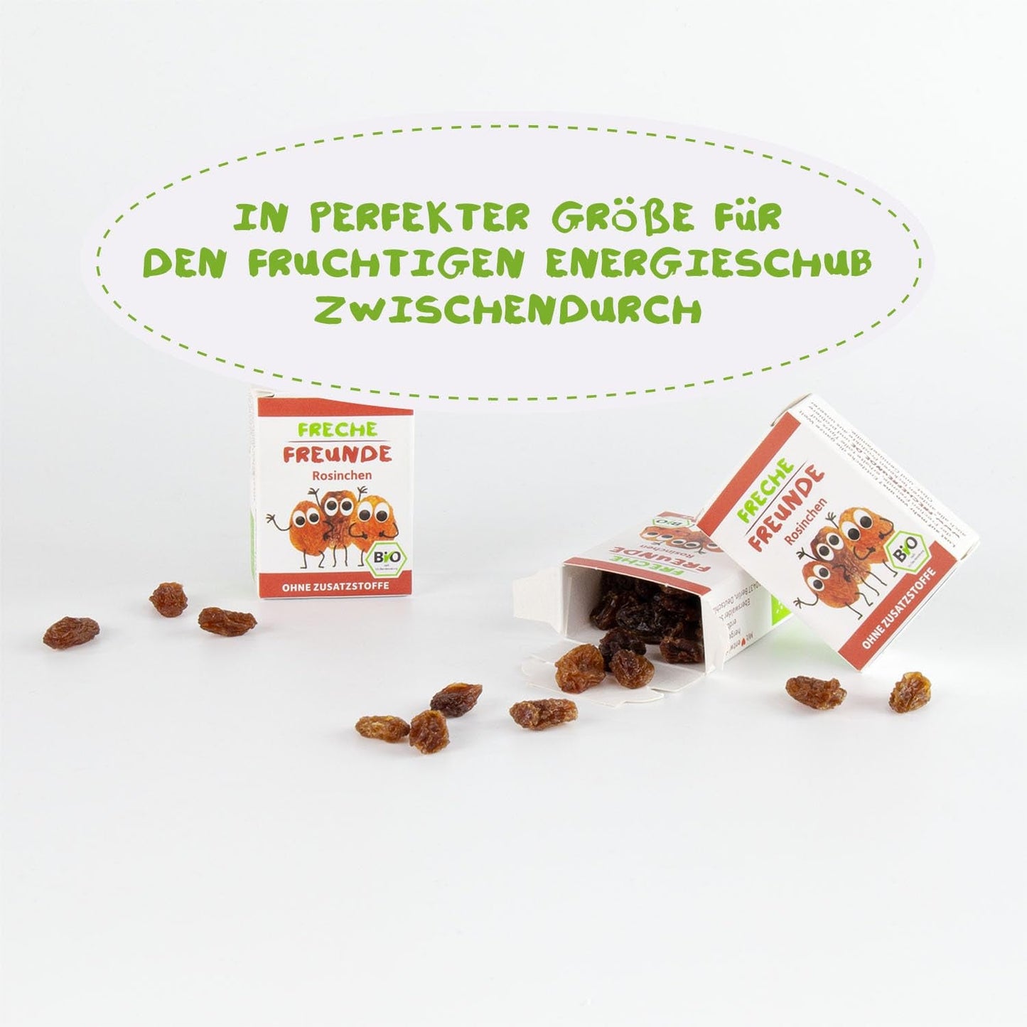 FRECHE FREUNDE Pasas orgánicas, Trockenfrüchte ohne Zucker, ohne Zusatzstoffe, ungeschwefelt, in kleinen Snackboxen, Sultaninen für Kinder, paquete de 20, 20 x (3x14g)