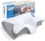 HOMCA Almohada Cervical Almohada Ortopédica Almohada Viscoelástica 2 en 1 Almohada de Soporte Cervical Almohada Ergonómica para la Cabeza para Dolores de Espalda, Laterales y Abdominales 60 X 13/11 X 40 cm Almohadas Ortopédicas Cervicales Naty Shop Gris