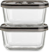 Set Caso Vacu OneTouch Eco, envasadora al vacío manual que incluye 3 recipientes de vidrio al vacío y VacuBoxx Eco-Duo S - recipiente para frescura al vacío / 2 recipientes de 500 ml cada uno Cajas para conservar alimentos Naty Shop