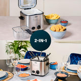Princess 182611 Mini freidora de fondue - Calentamiento rápido - Filtro de olores - Capacidad 1,2 litros, Plata Electrodomésticos Naty Shop