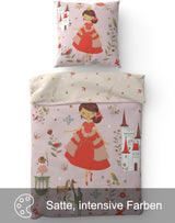 Skybrands Bettwäsche Prinzessin 135X200 [Mit Beutel] Einhorn Mädchen Bettwäsche Baumwolle 2 TLG. 1X Bettbezug 1X Kissenbezug Tienda Naty