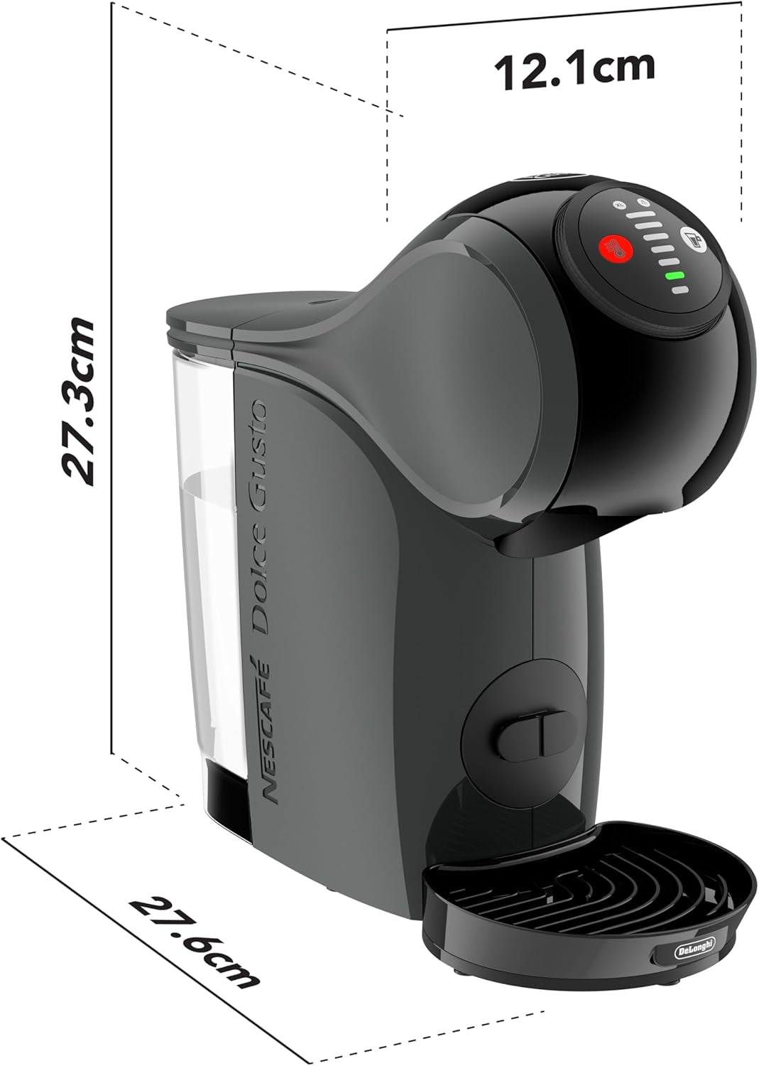 NESCAFÉ DOLCE GUSTO DeLonghi Dolce Gusto Genio S EDG226.A, Cafetera espresso de cápsulas que incluye 3 cápsulas, diseño compacto, bandeja de goteo ajustable, 0,8 l, depósito de agua extraíble, 1470 W, Antracita