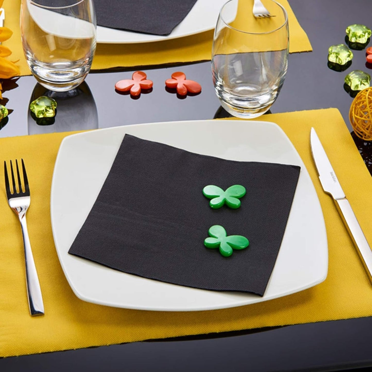 - Servilletas de papel Tex Touch - Negro - Servilletas certificadas Fsc® - Reciclable y Biodegradable - Juego de 40 servilletas negras grandes 38 X 38 Cm