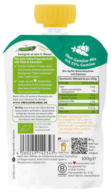 FRECHE FREUNDE Bolsita de fruta ecológica exprimible con manzanas, plátanos, espinacas y pepino, puré de frutas y verduras en bolsita exprimible para bebés a partir de 6 meses, vegano, paquete de 6 (6 x 100 g)