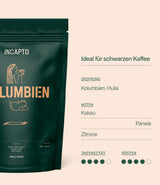 Incapto Spezialitäten-Kaffeebohnen | Colombiano de Origen Único | Espresso 100% Arábica | Café de Especialidad 84 Puntos SCA | Geröstete Bohnenkaffee tradicional | Plantaje Huila, Cadefihuila, 1kg