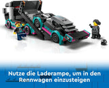 LEGO City Car Transporter con coche de carreras, camión de juguete con rampa de carga ajustable y coche de carreras, juego de construcción con 2 minifiguras, piloto de carreras y conductor de camión, para niños a partir de 6 años 60406 Juegos de construcción Besuche den LEGO-Store