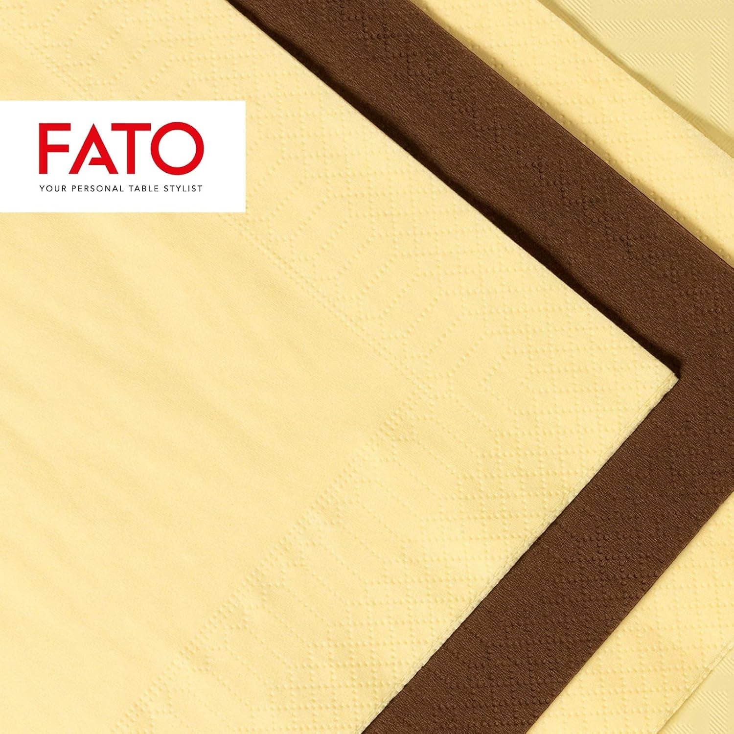 Fato - Servilletas de Papel Desechables, Ideales para Almuerzos Informales y Buffets, Paquete de 50 Servilletas, Tamaño 33X33, 4 Pliegues, 2 Capas, Color Champán, Papel 100% Pura Celulosa, FSC