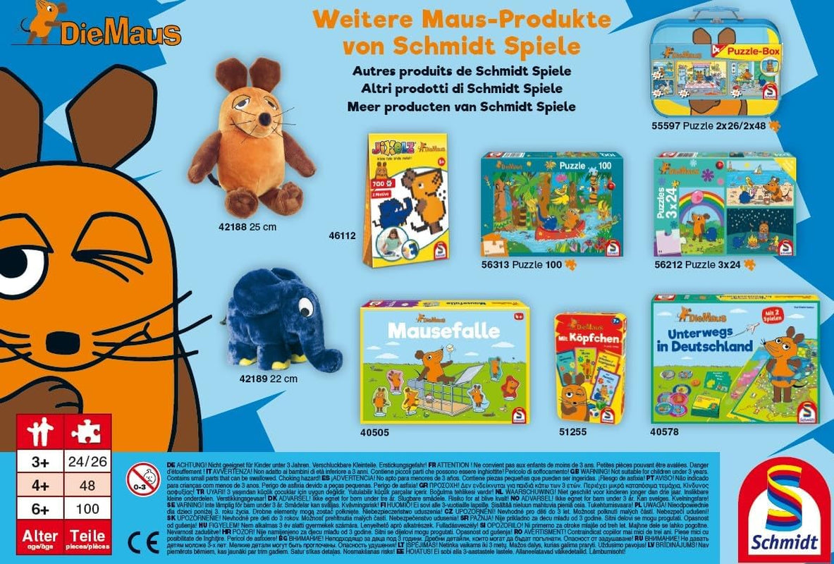 Schmidt Spiele 56212 Ratón, buenos amigos, puzzle 3X24 piezas para niños, azul Puzzle Naty Shop