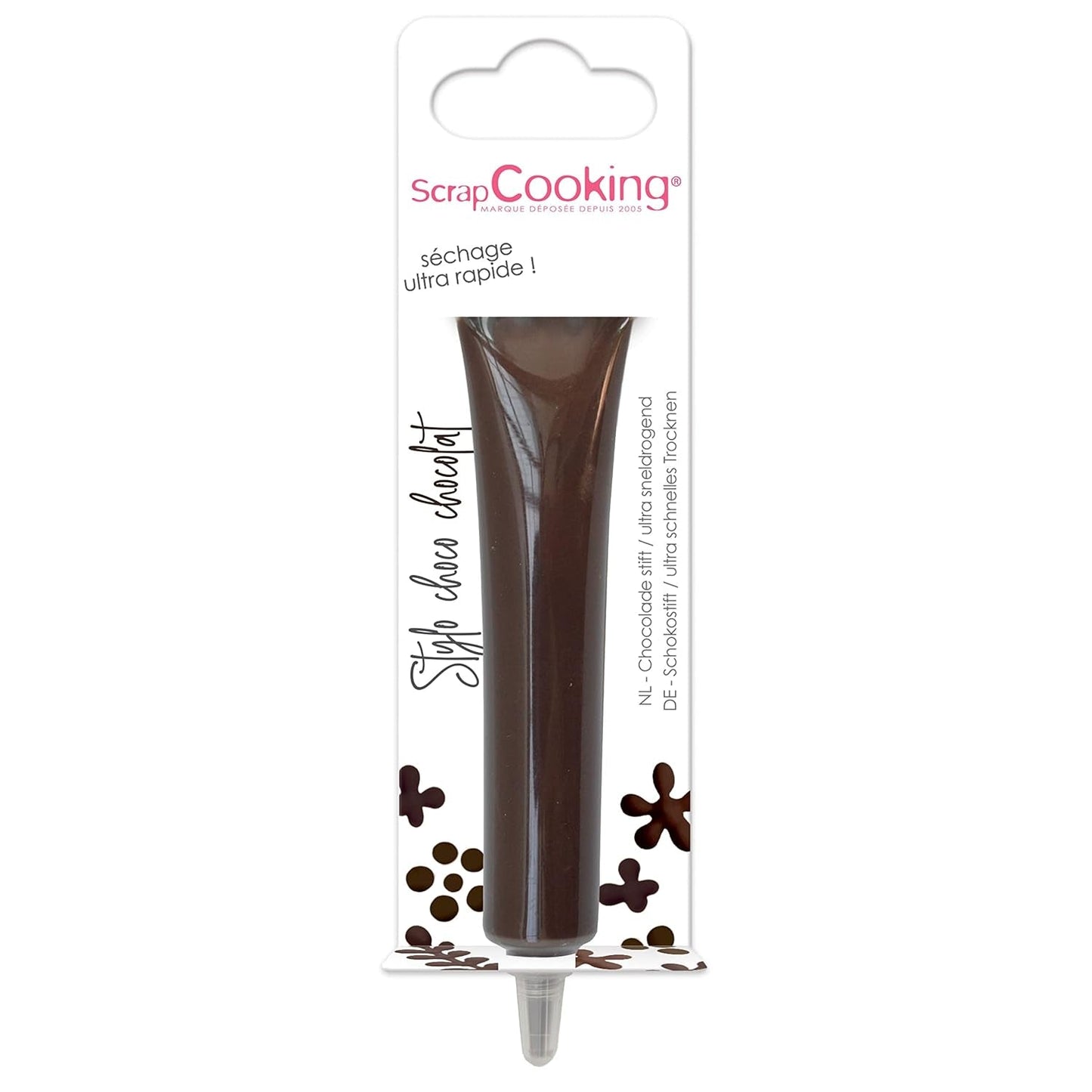 Scrapcooking - Bolígrafo de chocolate marrón - Azúcar de chocolate para escribir 25 g - Bolígrafo de azúcar decorativo comestible - Escritura y dibujo - Etiquetar fondant, glaseado, pasteles - 6801