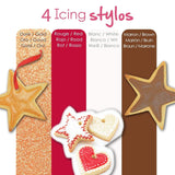 Scrapcooking - Rotuladores de 4 piezas: dorado, chocolate, blanco y rojo - Bolígrafos decorativos comestibles para escribir y dibujar en postres, pasteles y galletas