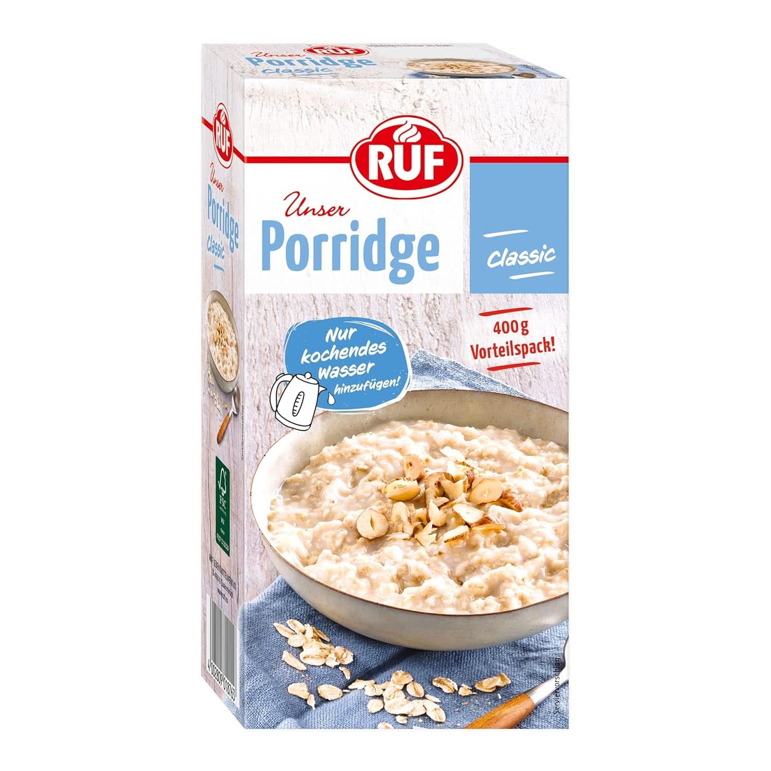 Gachas RUF Manzana Canela, con copos de avena integral, fino sabor a canela y trozos de manzana seca, 400 gramos Naty Shop Cereales 400 gramos Clásico