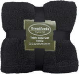 Brentford's Teddy - Manta polar para cama grande, felpa, muy suave, cálida, para sofá cama, color negro - 150 x 200 cm Camas y mantas Besuche den Brentfords-Store