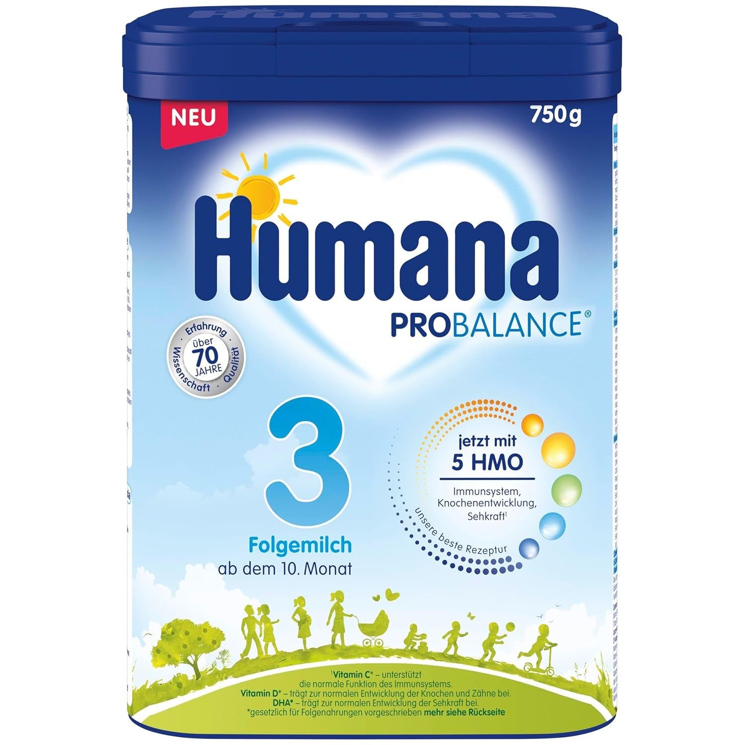 Humana 3 Folgemilch Vorteilspack - 4x750g con 5 HMO, Naturische Abwehrkräfte, Optimal für Babies ab dem 10; mes