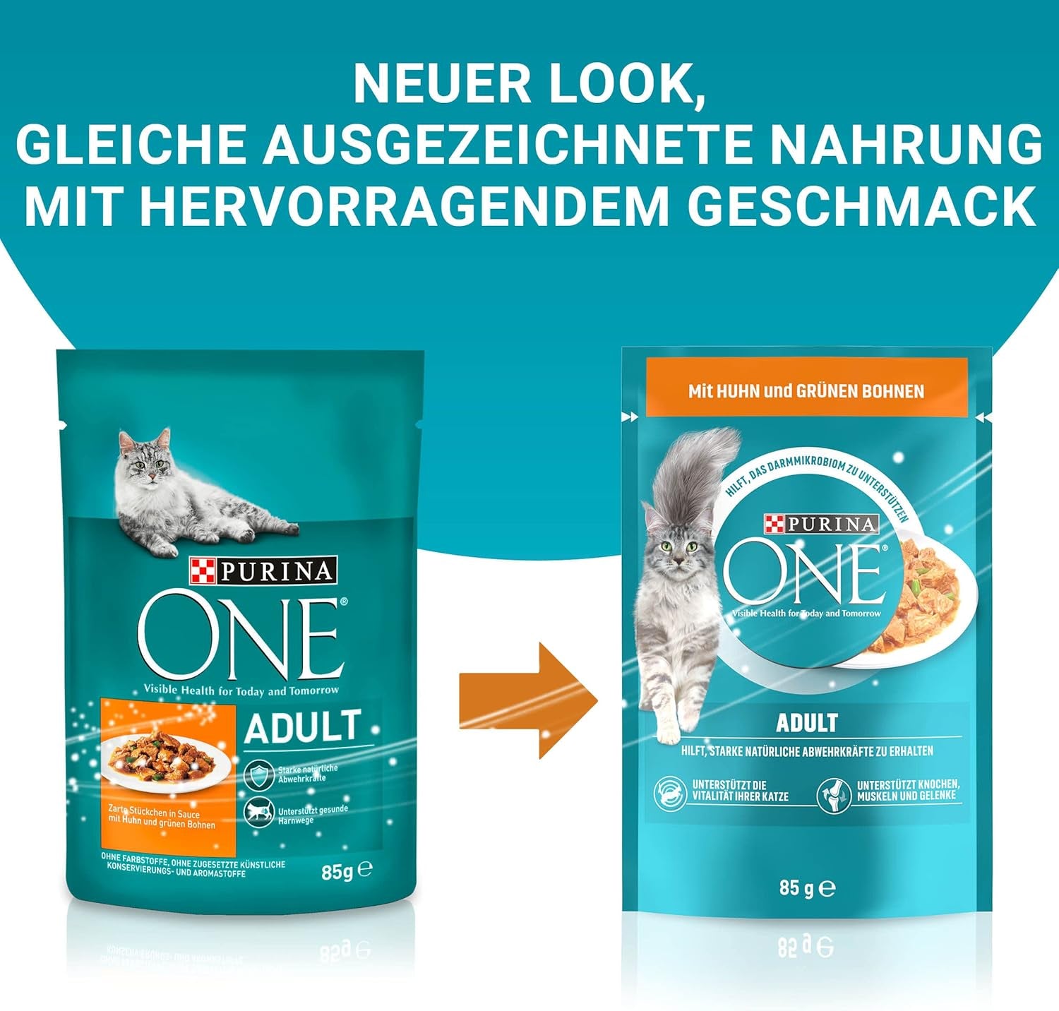 PURINA ONE Comida húmeda para gatos adultos, trozos tiernos en salsa de pollo, paquete de 26 (26 x 85 g)