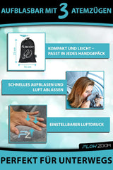 FLOWZOOM AIR Almohada Inflable para el Cuello con Capucha - Almohada para el Cuello de Avión - Almohada de Viaje - Almohada para el Cuello de Viaje Inflable Rápido - Almohada para Avión - Almohada de Viaje - Almohada para el Cuello para Adultos (Gris) Almohadas Ortopédicas Cervicales Naty Shop