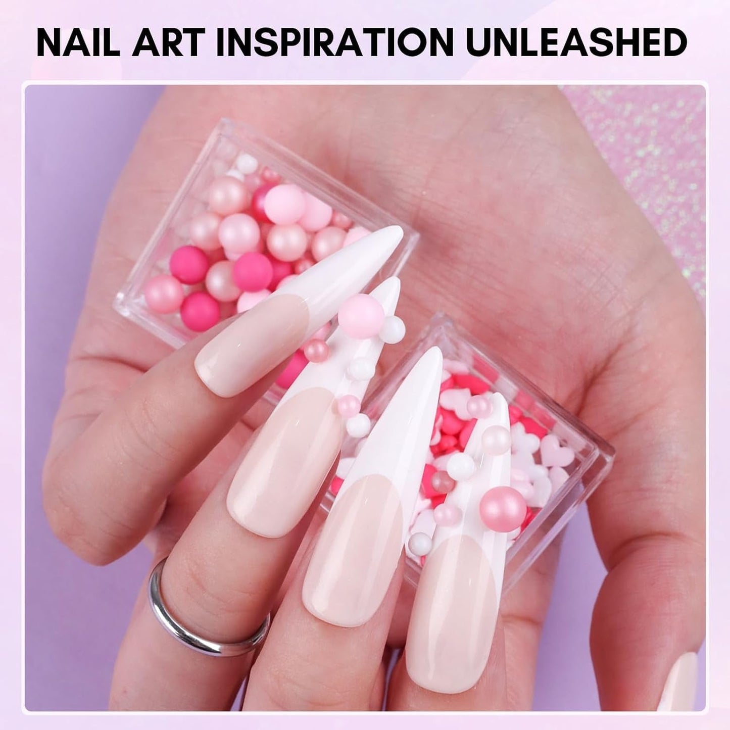 Makartt Gel Adhesivo de Diamantes de Imitación - Juego de Pegamento de Uñas UV de 15 ml con Dijes de Uñas Rosas, Joyería de Uñas con Círculo de Corazón y Accesorios de Diseño de Uñas para Manicura en el Hogar, Regalo del Día de San Valentín