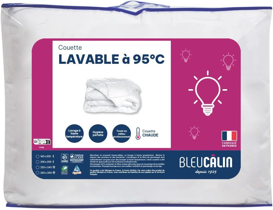 Edredón cálido para 1 persona, Hygiafill lavable a 95°, testado profesionalmente, blanco, 140X200Cm, KBOB40 Edredones y colchas Naty Shop 140 X 200 Cm