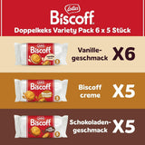 Loto Biscoff | Paquete variado de galletas dobles | 3 Variedades: Biscoff Sabor Crema, Vainilla y Chocolate | 5 galletas dobles por paquete | Ingredientes de Origen Natural | Sin colorantes | 16 x 50 g | 800g