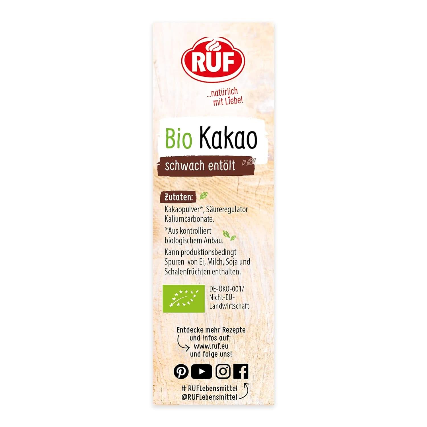 Cacao en polvo RUF calidad ecológica, 125 gramos Cacao y Chocolate Caliente Naty Shop