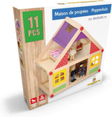 Marionetas de Madera - Casa de muñecas de madera con muebles y muñecos - 11 piezas Casas de Muñecas Naty Shop