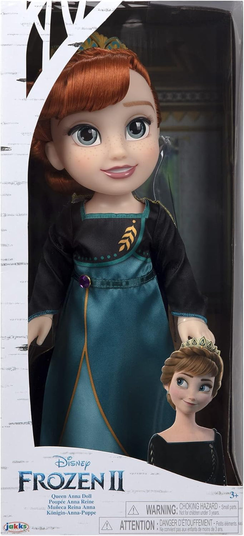 Muñeca Anna Disney Frozen 2: una muñeca articulada de 35 cm de altura con un icónico vestido de moda con el escudo de Arendelle y una tiara para mayor diversión, para niñas de 3 años en adelante