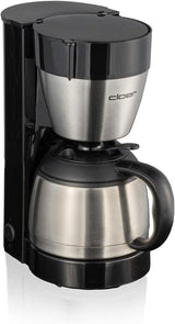Cloer 5009 Cafetera espresso con filtro Keep Warm para hasta 8 tazas, 800 W, con jarra aislada de acero inoxidable, taza de filtro 1x4, color negro