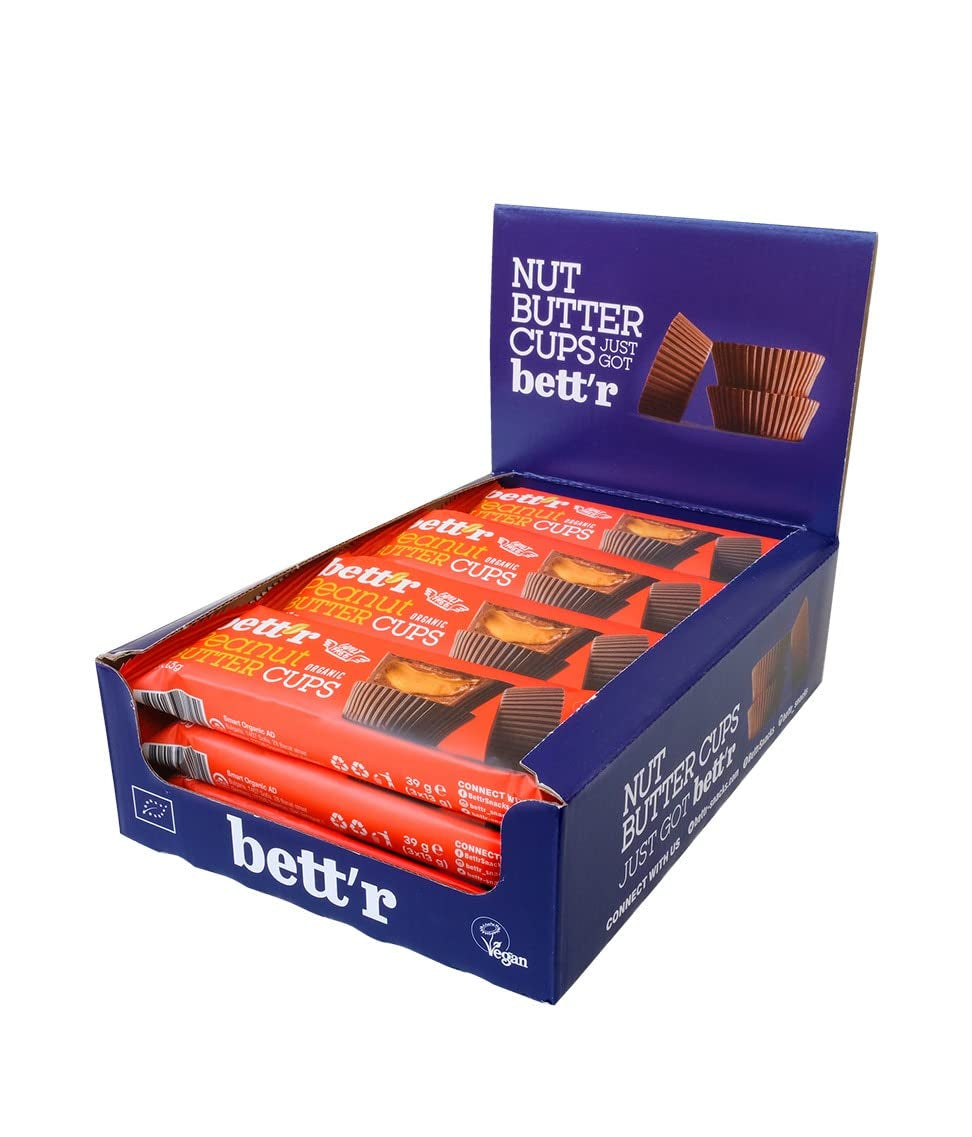 Ranúnculos de avellana orgánicos sin culpa de Bett'r. 100% vegano, sin gluten y sin lactosa - 12 x 39 g