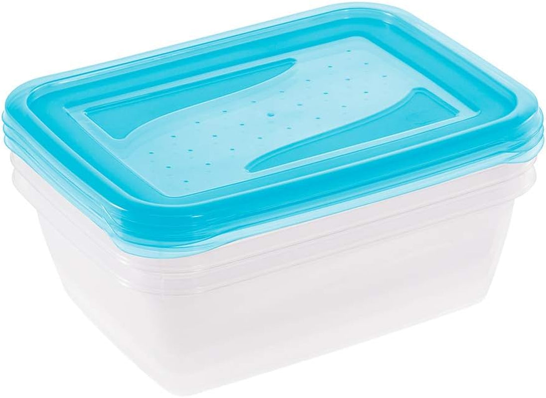 Kekeeper set de 3 tarros de conservación de alimentos, 3 x 1,25 l, 20,5 x 15,5 x 6,5 cm, Fredo Fresh, azul transparente Cajas de conservación de alimentos Naty Shop