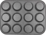Pure Roq Muffinform Para 12 Muffins, Aluminio, Negro Moldes y bandejas de horno Naty Shop