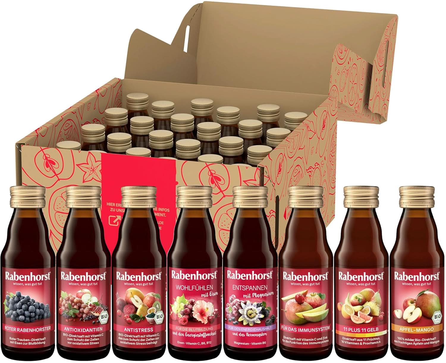 Paquete mini degustación Rabenhorst, 8 variedades o 3 botellas (24 X 125 ml) Bebidas sin alcohol Naty Shop