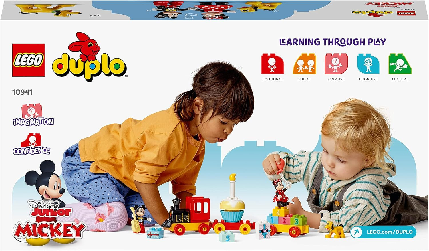 LEGO 10941 DUPLO Disney Tren de cumpleaños de Mickey y Minnie, tren de juguete con tarta y globos, regalo para niños a partir de 2 años Juegos de construcción Besuche den LEGO-Store