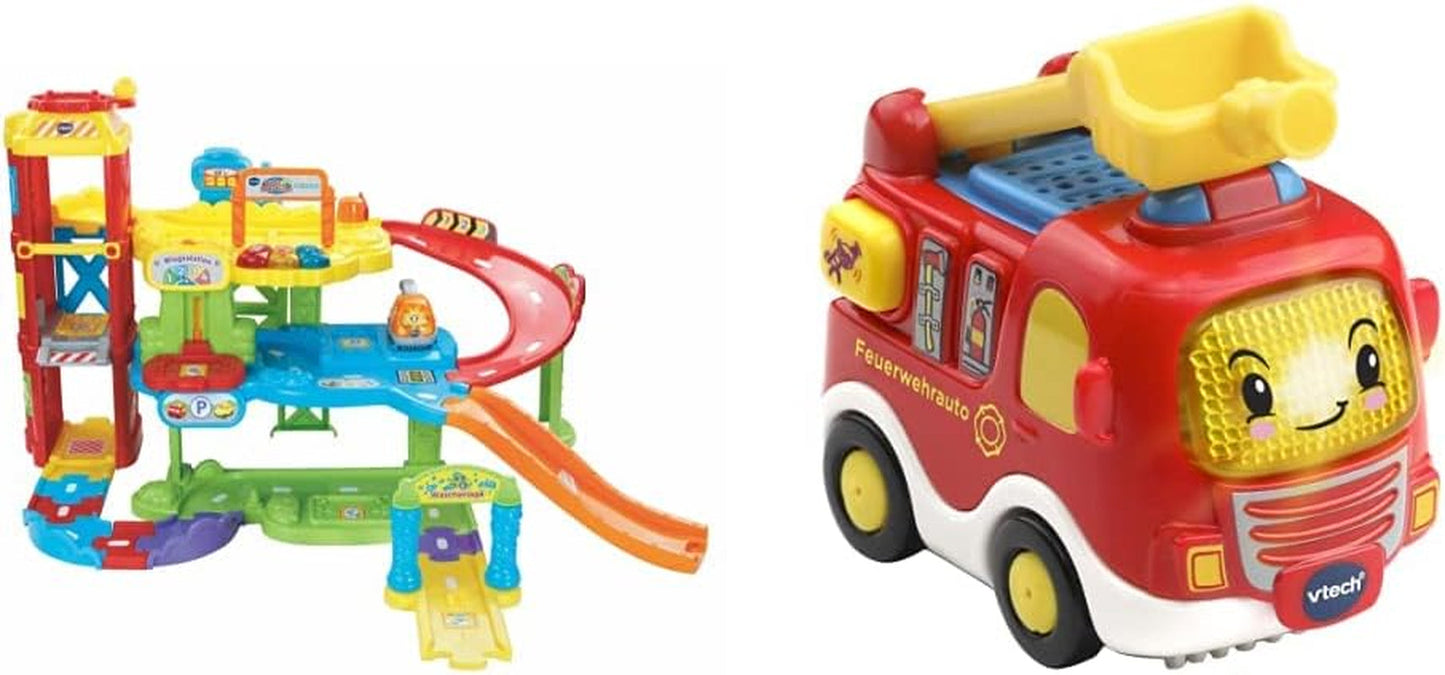 Vtech TUT TUT Baby Flitzer - Aparcamiento, colorido, 66,6 x 75,3 x 45,1 cm & TUT TUT Baby Flitzer - Camión de bomberos - coche de juguete con música, botón de luz, frases y sonidos interesantes Bebe Naty Shop Toys Título predeterminado