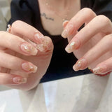 24 uñas postizas cuadradas desnudas francesas cortas de cobertura completa para mujeres y niñas