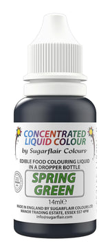 Sugarflair - Gotas comestibles líquidas de color verde primavera - Color alimentario de crema de mantequilla con pasta de azúcar - Aerógrafo - 14 ml