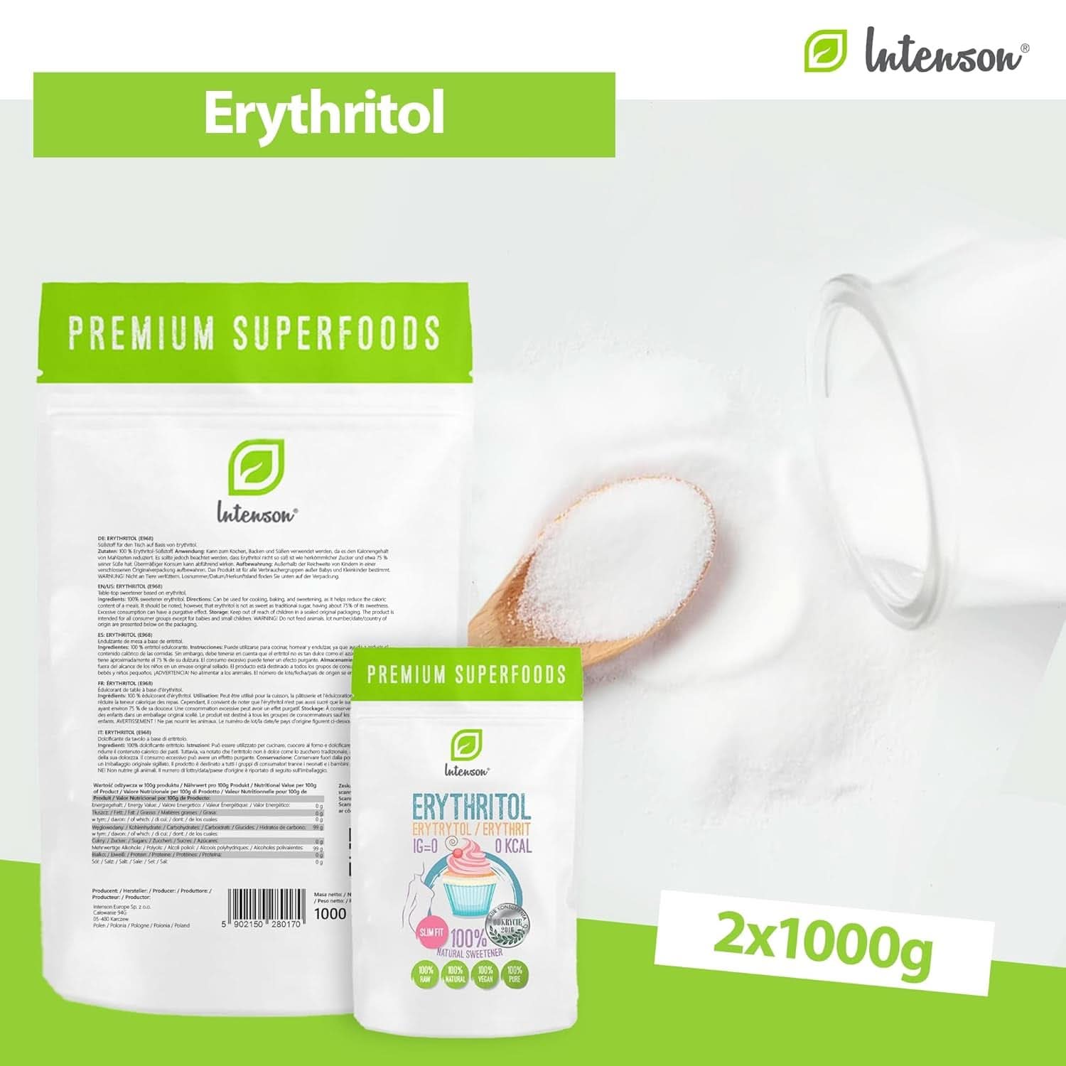 Eritritol - Alternativa natural al azúcar, 2 Kg Edulcorantes Naty Shop