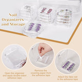 INMORVEN Juego de Cajas de Almacenamiento de Uñas - 14 Cajas de Uñas Transparentes + 1 Caja Grande y 60 Discos Adhesivos - Ideal para guardar uñas postizas, accesorios de uñas de gel y esmalte de uñas (14 piezas en una capa)