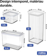 Rotho Loft Juego de 5 Botes de Conservación con Tapa, Varios Tamaños, Plástico Alimentario (PP) Sin BPA, Transparente/Rojo, (21,4 x 21,4 x 23,5 cm) Cajas para Conservar Alimentos Naty Shop