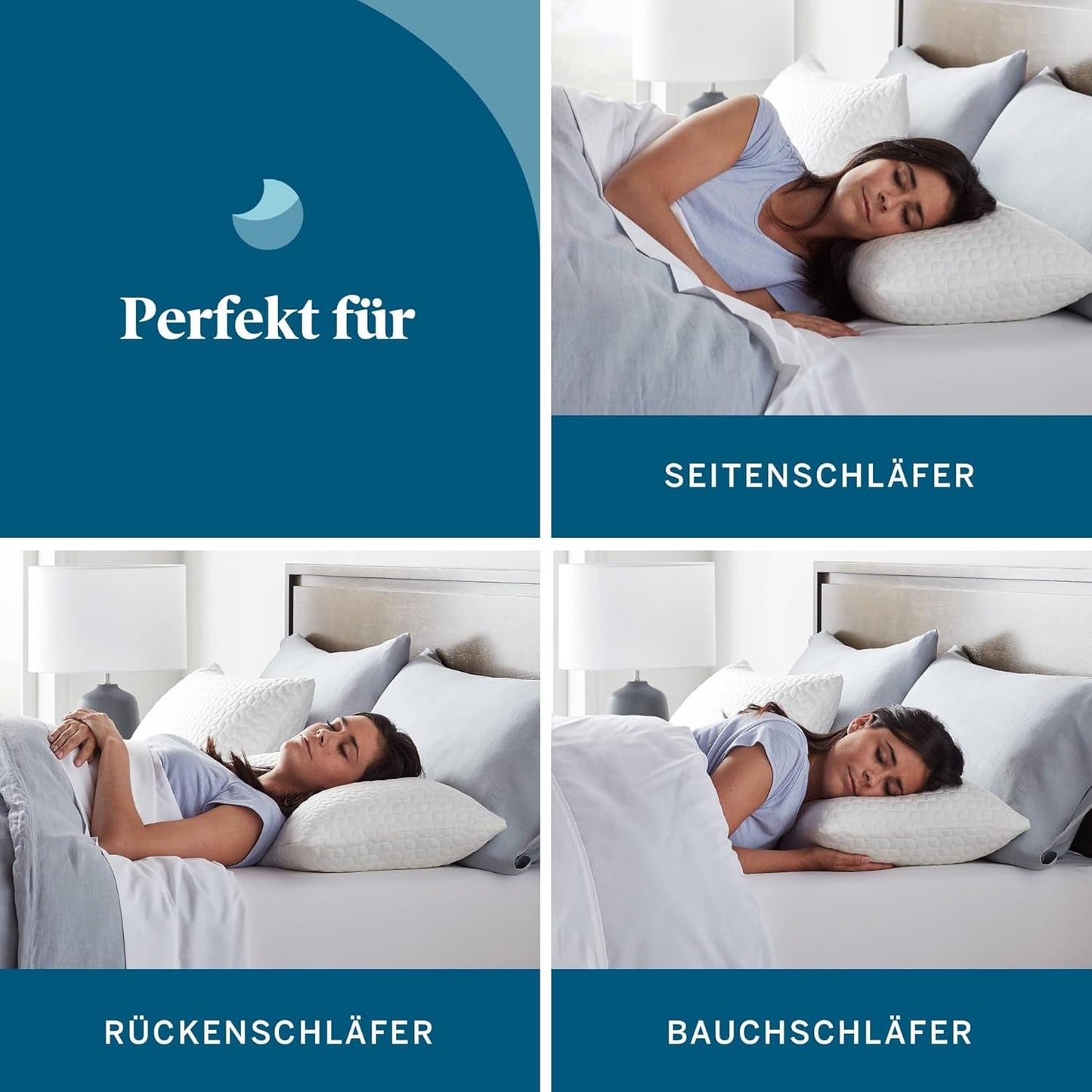 Almohada LUCID 40 X 80 cm con relleno híbrido de viscoelástica triturada y microfibra - relleno desenfundable y regulable - funda lavable - para personas que duermen de lado, boca arriba y boca abajo Naty Shop almohadas estándar
