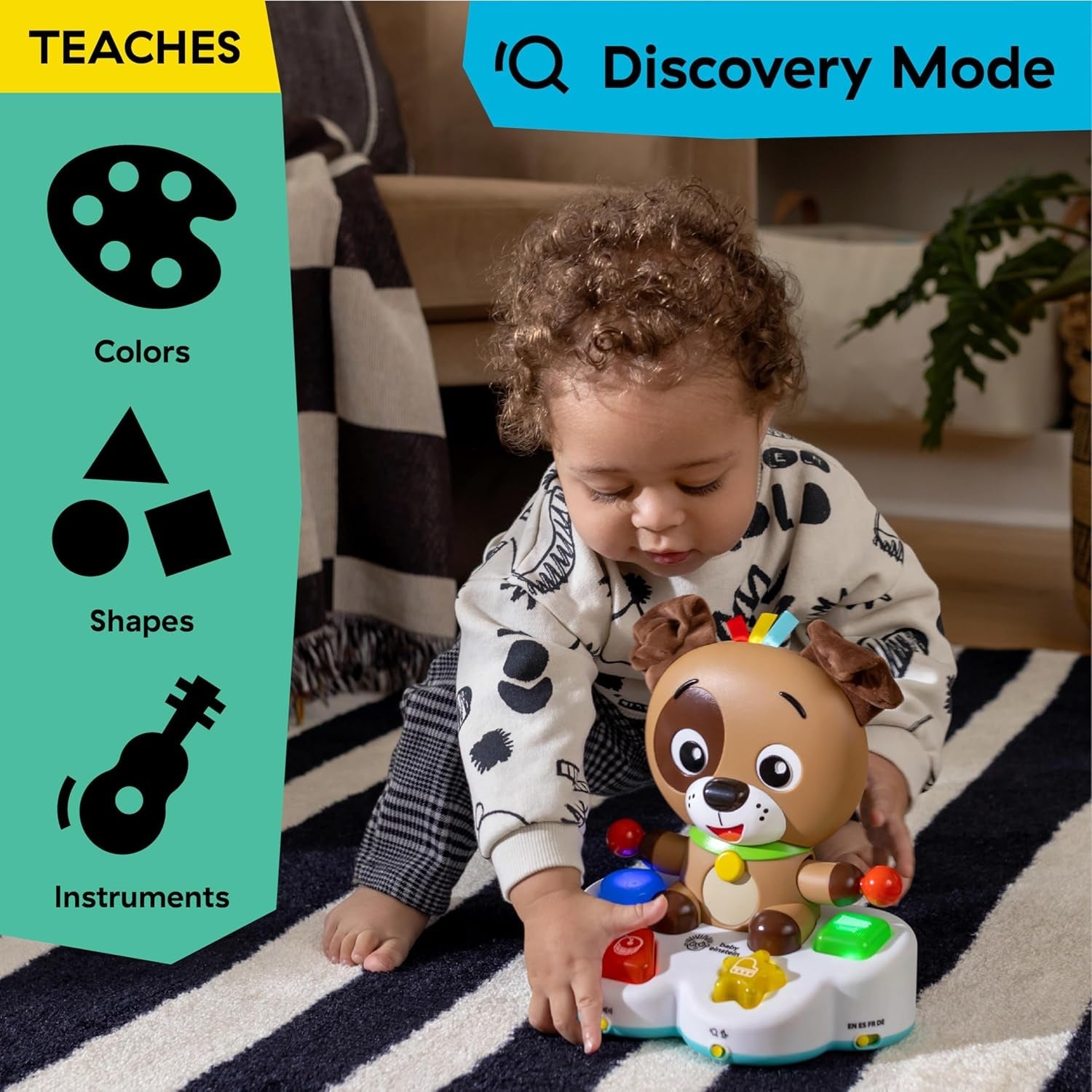 Baby Einstein, Drum & Learn Dean Juguete Musical de Aprendizaje - Juguete Bebé Multisensorial, 2 Modos de Juego, Colores, Formas e Instrumentos, Más de 50 Sonidos, A Partir de 6 Meses Juguetes Bebé Naty Shop