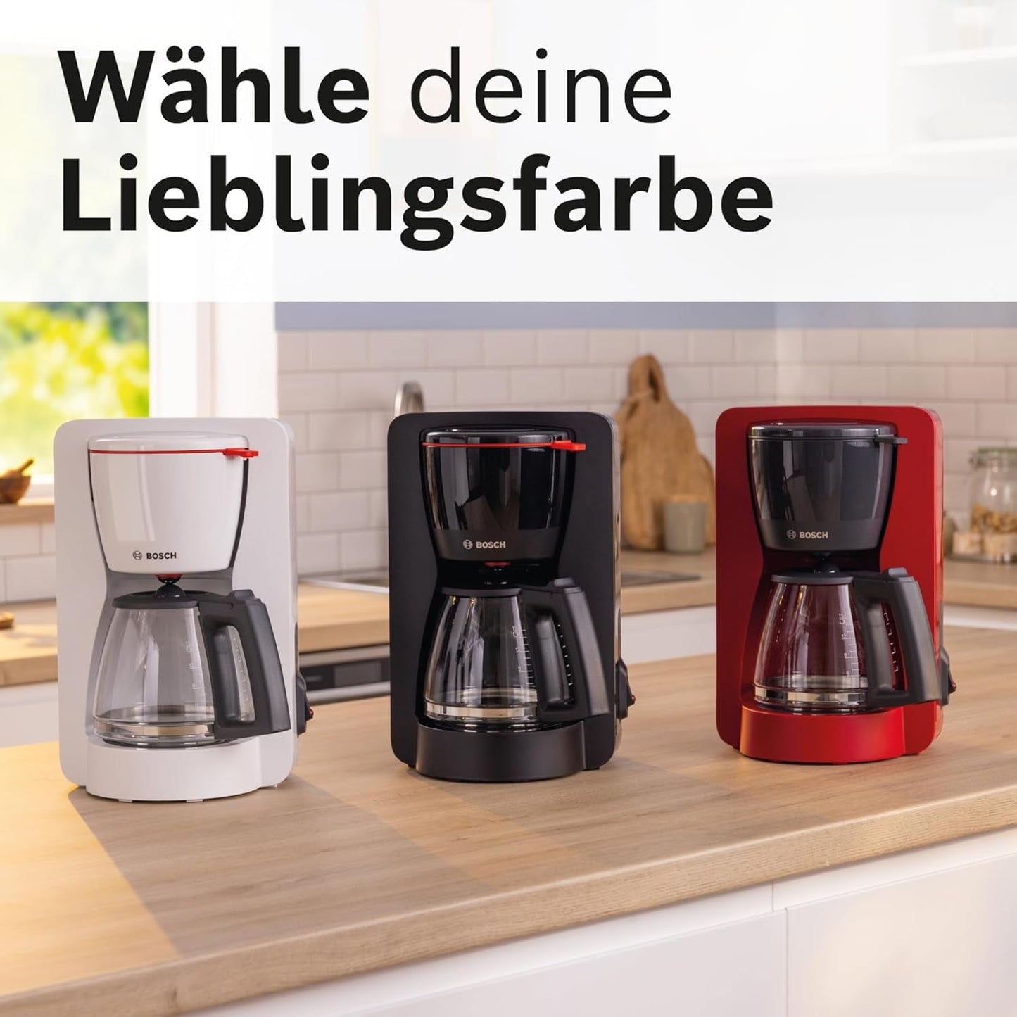 Bosch MyMoment TKA2M113 Cafetera espresso con filtro, jarra de cristal de 1,25 l, 10-15 tazas, función de mantenimiento del calor durante 40 minutos, sistema antigoteo, soporte de filtro giratorio, depósito de agua desmontable, 1200 W, negro mate