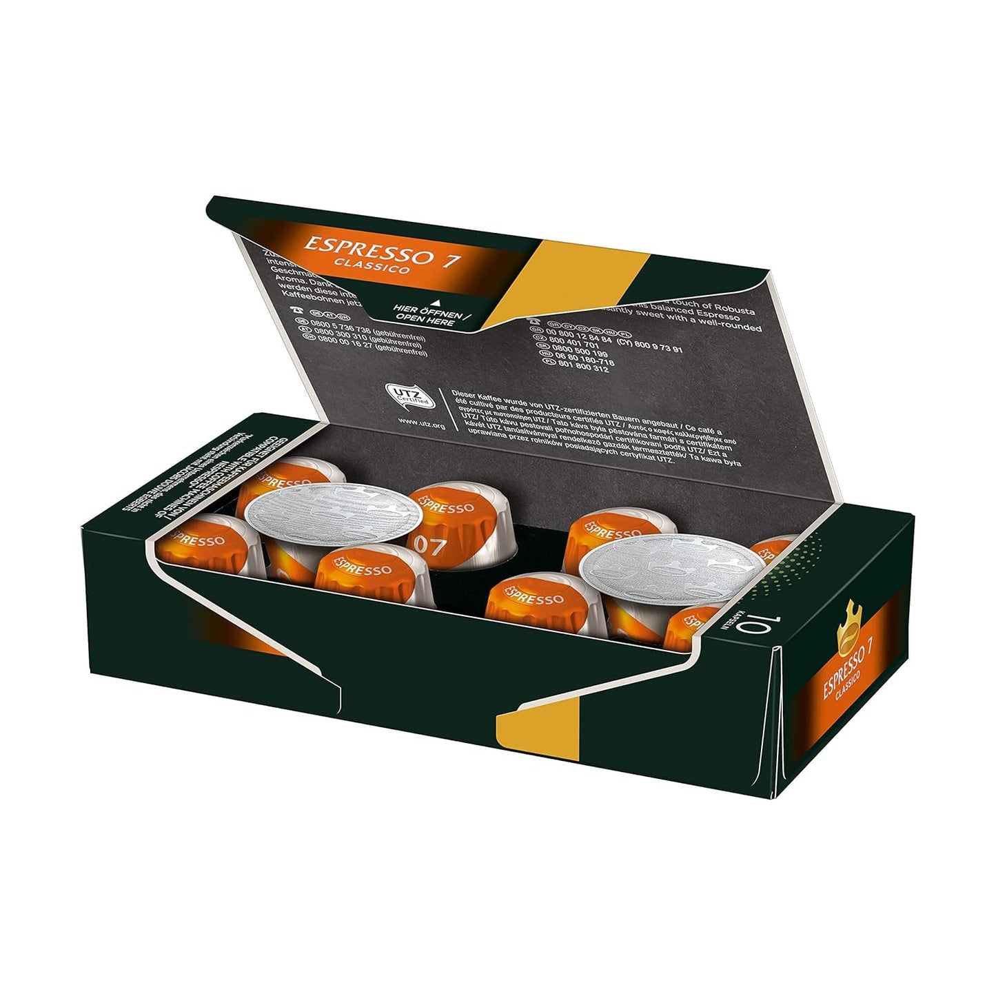 Kaffeekapseln Lungo Classico, Intensität 6 de 12, 20 Nespresso®* compatible Kapseln, 10 x 20 & Kapseln Espresso Classico, Intensität 7,100 Nespresso®* compatible Kaffeekapseln, 10x10 Getränke