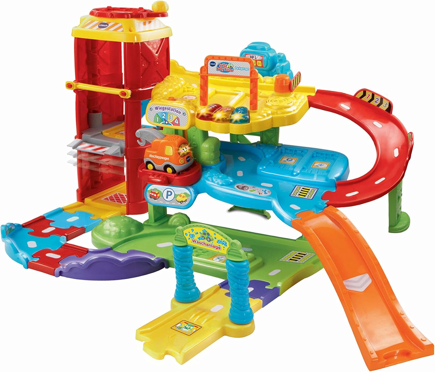 Vtech TUT TUT Baby Flitzer - Garaje, colorido, 66,6 x 75,3 x 45,1 cm & TUT TUT Baby Flitzer - Camión de bomberos - Coche de juguete con música, botón de luz, frases y sonidos interesantes Bebe Toys Naty Shop